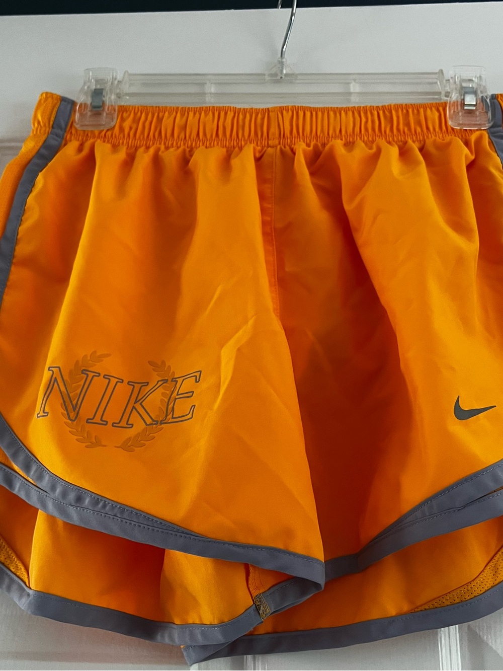 Nike Women's Bright Orange Athletic Shorts with Gray Trim